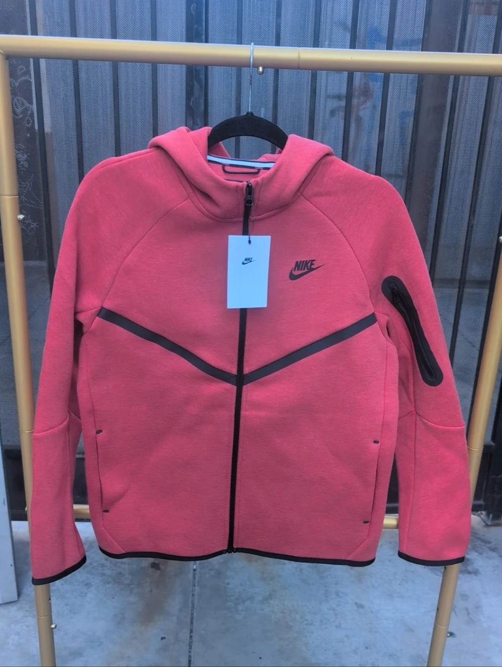 Kids' Red Nike Tech Hooded Zip Jacket Size L